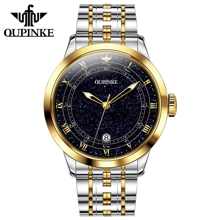 3203 All Stars Blue Galaxy Stainless Steel Calendar Window Waterproof 50M Fashion Mechanical Watch Men'S High Level