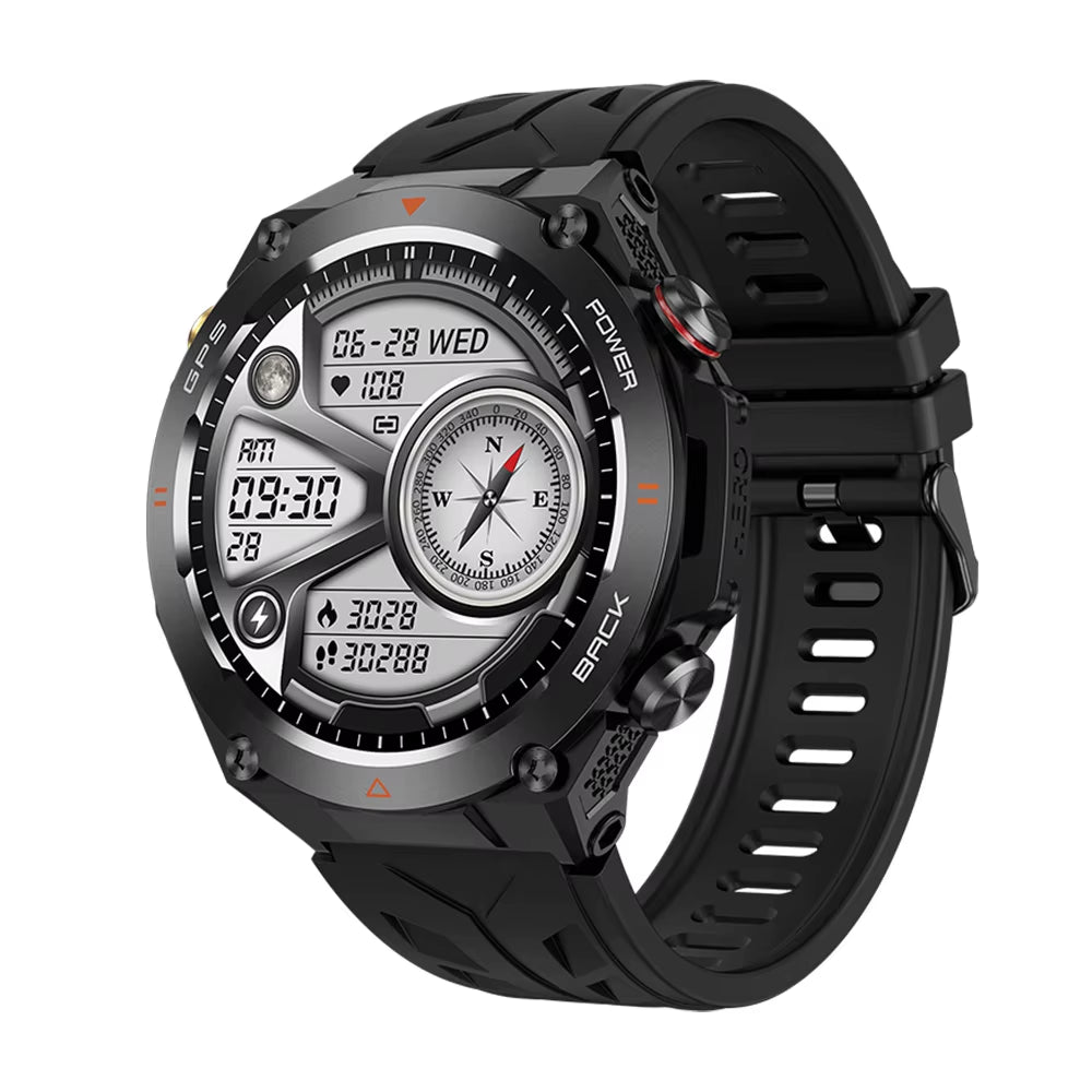 2024 KC82 GPS Smartwatch with Bluetooth Calling, 650mAh Battery, 1.45" Round Display, 1ATM Waterproof Rating, Health Monitoring, and Sports Features for Men