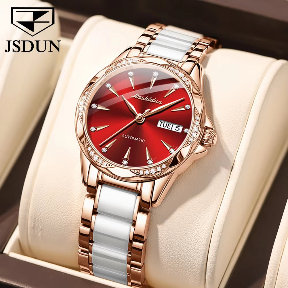 8821Original Brand Ceramic Stainless Steel Jewelry Diamond Fashion Watch Women Wrist Luxury Ladies Mechanical Wrist Watch