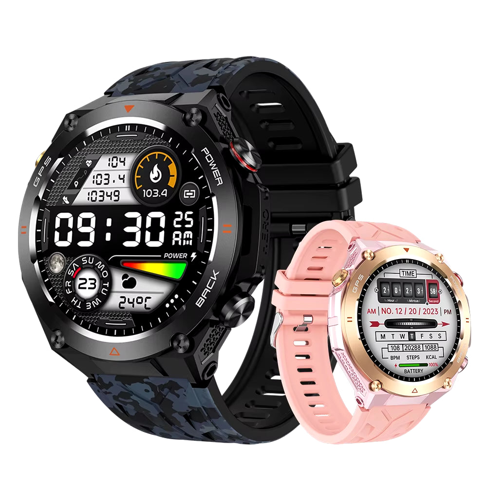 2024 KC82 GPS Smartwatch with Bluetooth Calling, 650mAh Battery, 1.45" Round Display, 1ATM Waterproof Rating, Health Monitoring, and Sports Features for Men