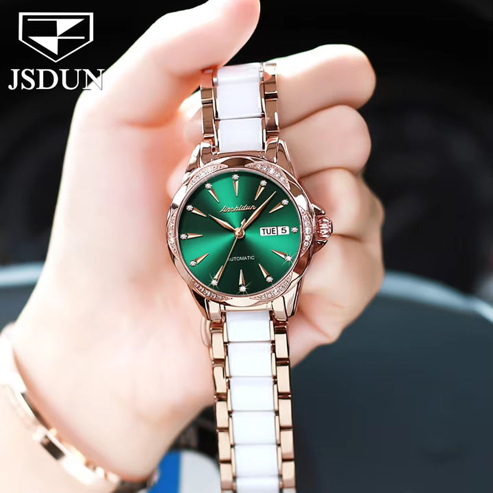 8821Original Brand Ceramic Stainless Steel Jewelry Diamond Fashion Watch Women Wrist Luxury Ladies Mechanical Wrist Watch