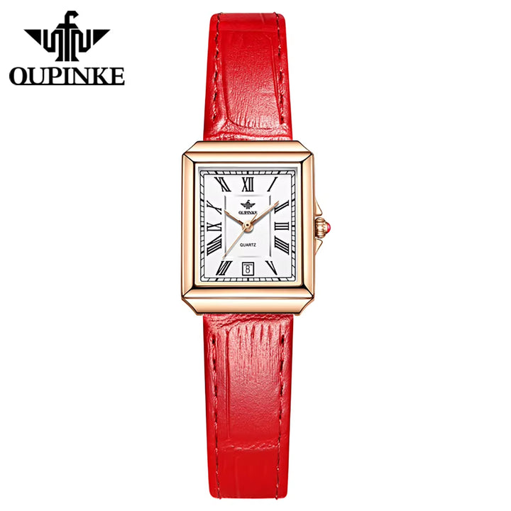 3182 Newest Diamond Fashion Women Leather Fashion Stainless Steel Case Leather Bracelet Quartz Fancy Women Square Watch