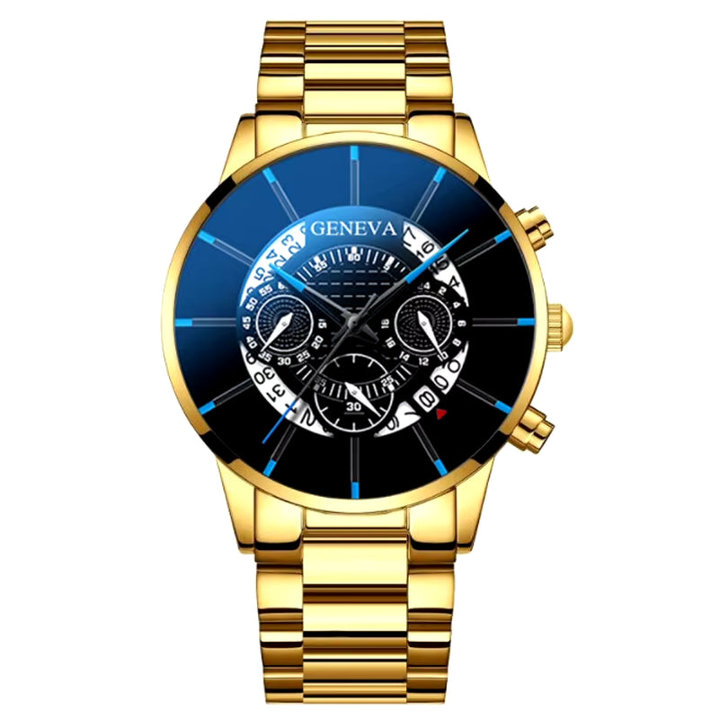 Men's Stainless Steel Quartz Watch - Casual Business Calendar Timepiece