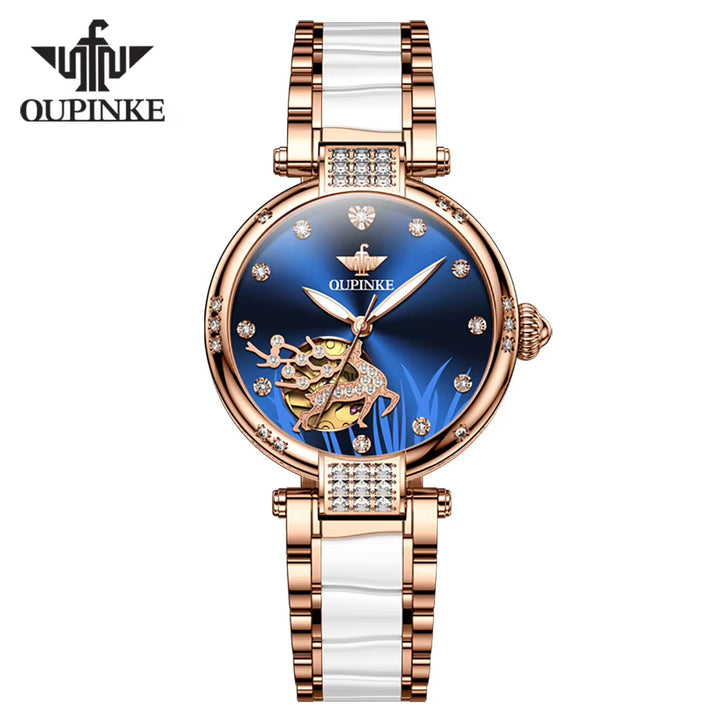 3211 OEM Tourbillon Mechanical Watches Fashion Brand Full Stainless Steel Wholesale Ceramics Women Watch Fast Delivery