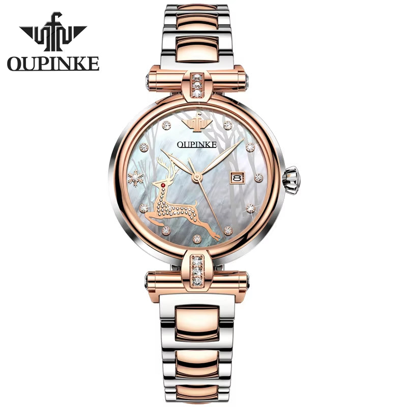 Ceramic Watch Band Sapphire Crystal Ceramic Fawn Design Ladies Mechanical Women Watches