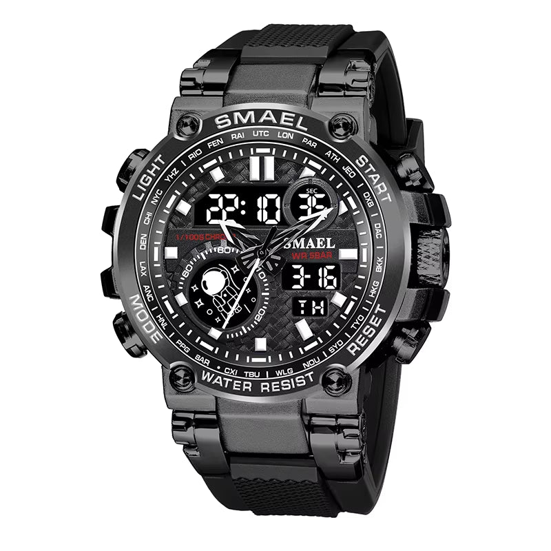 Men's 8093 Sport Watch - Waterproof 5ATM, Dual Time, Shock Resistant, Alarm Function