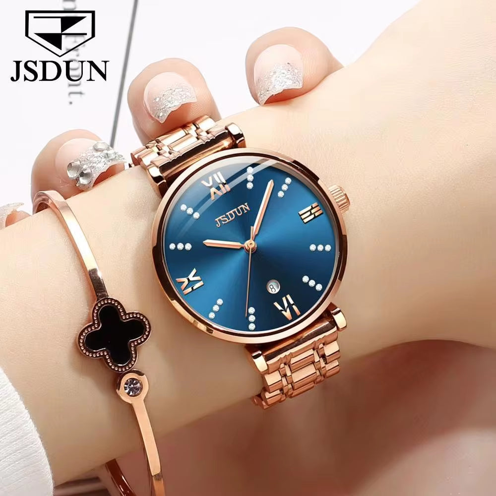 6533 Movement Diamond Automatic Fashion Steel Strap Chronograph Date Mechanical Wristwatch for Women Watch