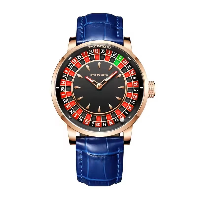 Hot Sell Watch for Men Luxury Roulette Wheel Spinning Mechanical Watches Wrist Hollow Out Casino Watches Men Automatic