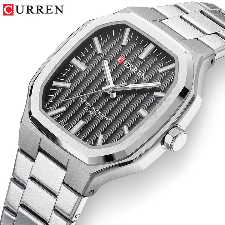 Men's Golden Luxury Quartz Watch - Full Stainless Steel Luminous Timepiece 8458