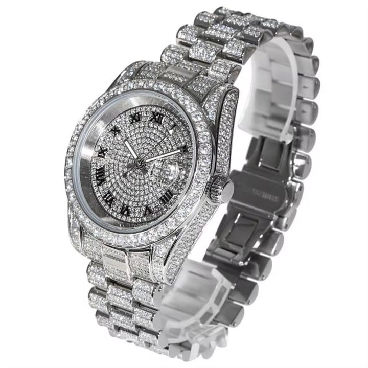 Hiphop Hip Hop Quartz Montre Women Men Iced Out Diamond Vvs Moissanite Watch