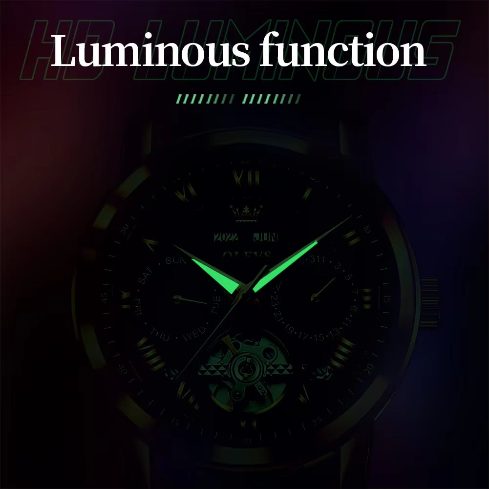 6668 Luxury Wrist Reloj Wrist Men Watch Waterproof Sport Leather Automatic Mens Mechanical Watches for Men