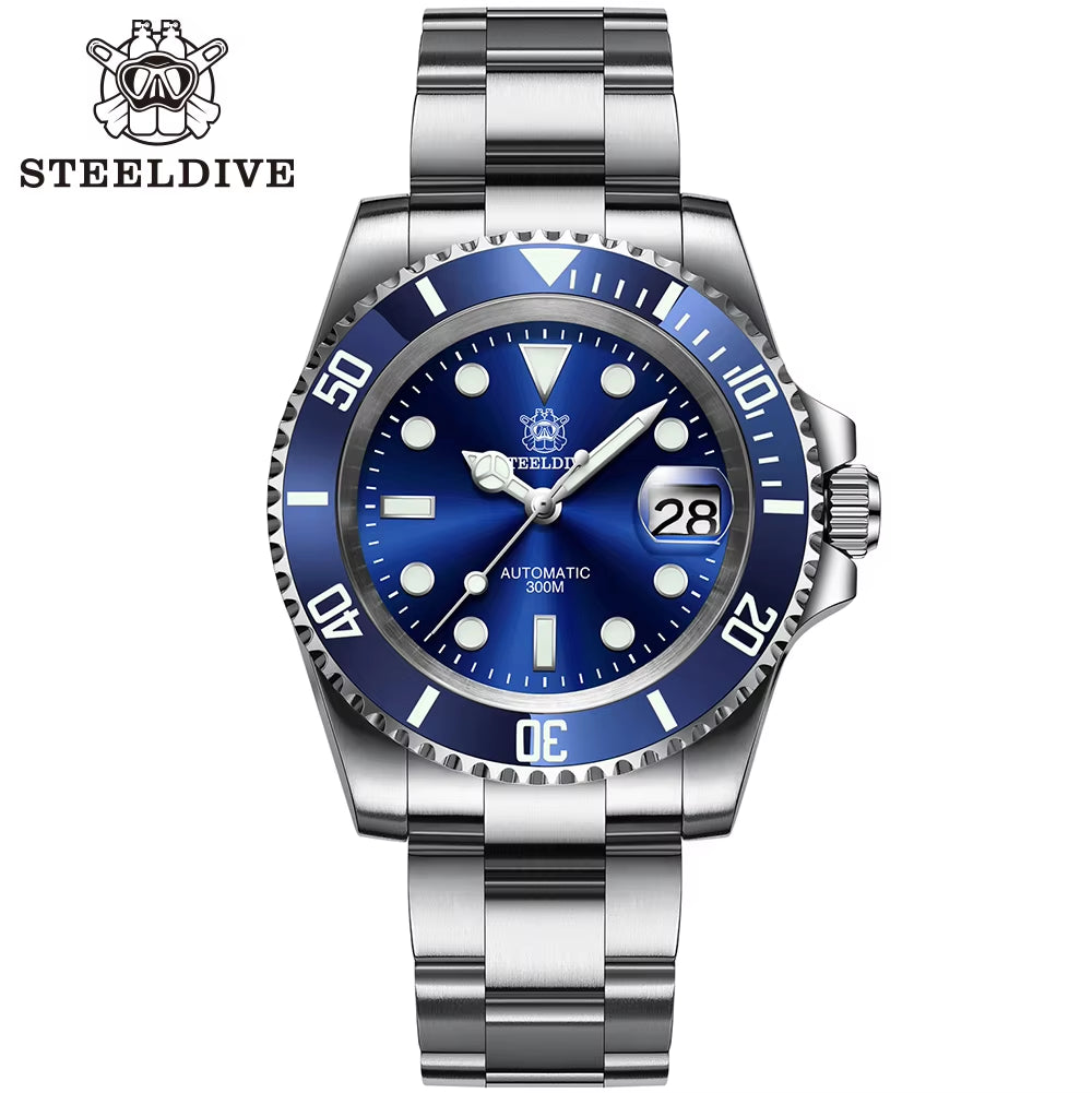 STEELDIVE SD1953 2021 Two-Tone Dial Men's Diving Watch with NH35A Automatic Movement, 30ATM Waterproof Rating, Sapphire Glass, and Ceramic Bezel