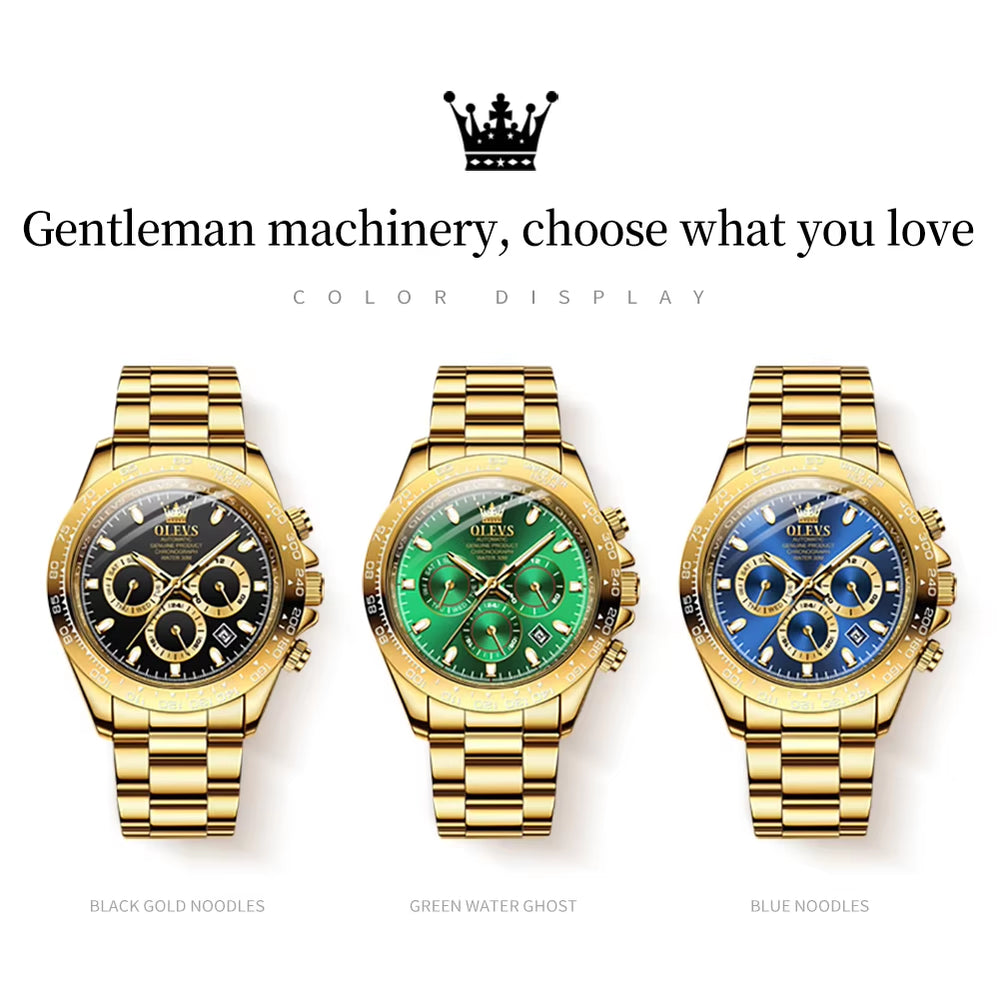 6638 Brand Watch Automatic Small Three Dial Men Wrist Personalized Waterproof Men Mechanical Watch