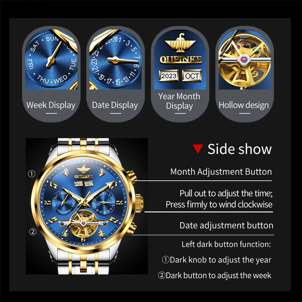 3248 Custom Luxury Fashion Relojes Hombre Montre Homme Wrist Watch Skeleton Skeleton Automatic Movements Mechanical