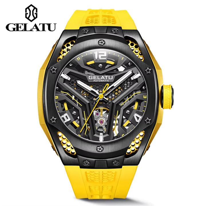 6007 Watch Full Automatic Mechanical Watch Sports Luxury Multifunctional Waterproof Men'S Wine Barrel Hollow Out Watch