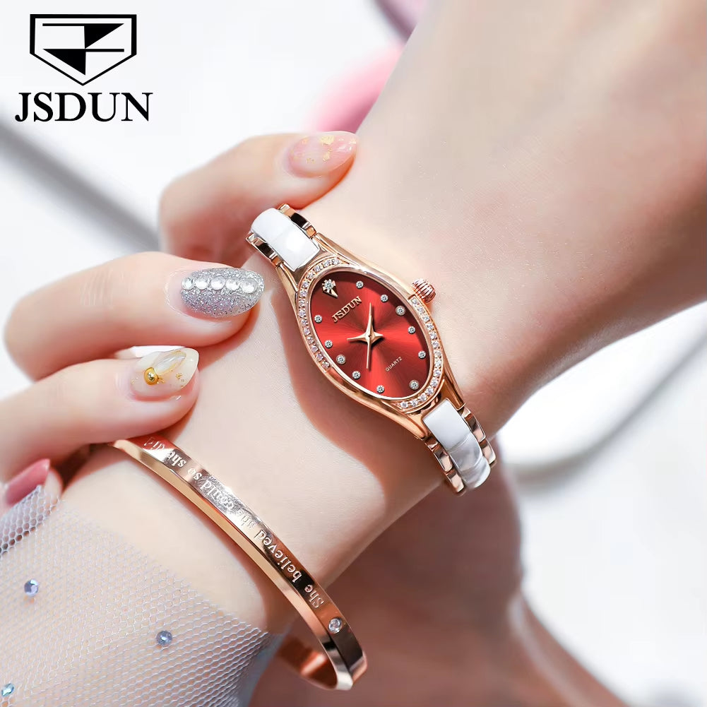 8842 Ellipse Fashion Hollow Out Wristwatches Waterproof Automatic Mechanical Watches Oval Women Wrist