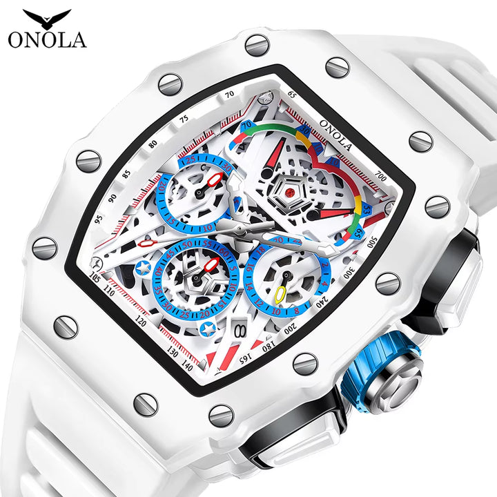 6827W Men's Square Chronograph Watch - 30M Waterproof Fashion Timepiece