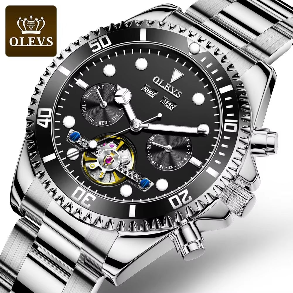 Luxury Brand 6605 Men Wristwatch Stainless Steel Band Automatic Mechanical Watch Men Relogio Montre Homme Clock