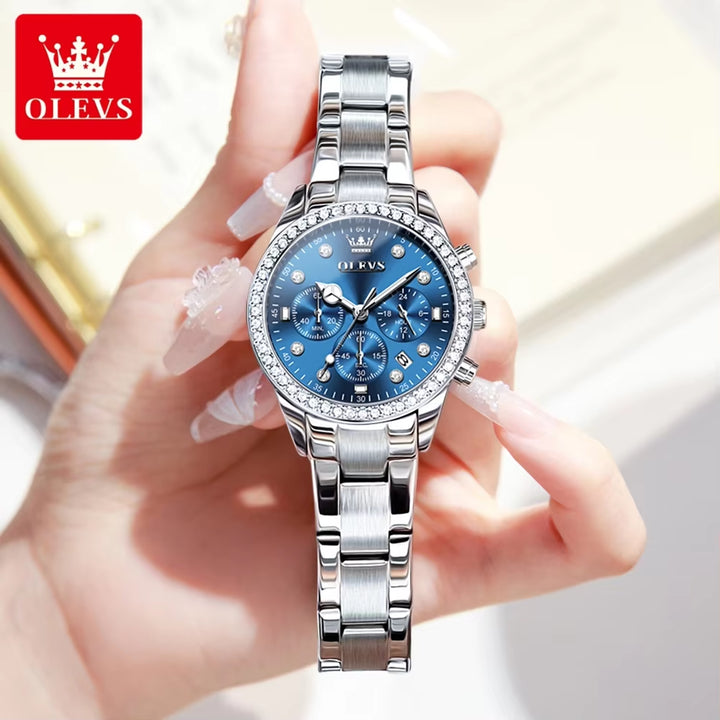 9909 Women Watches Fashion Luxury Date Quartz Full Diamond Watch Women Gold Stainless Steel Business Watch