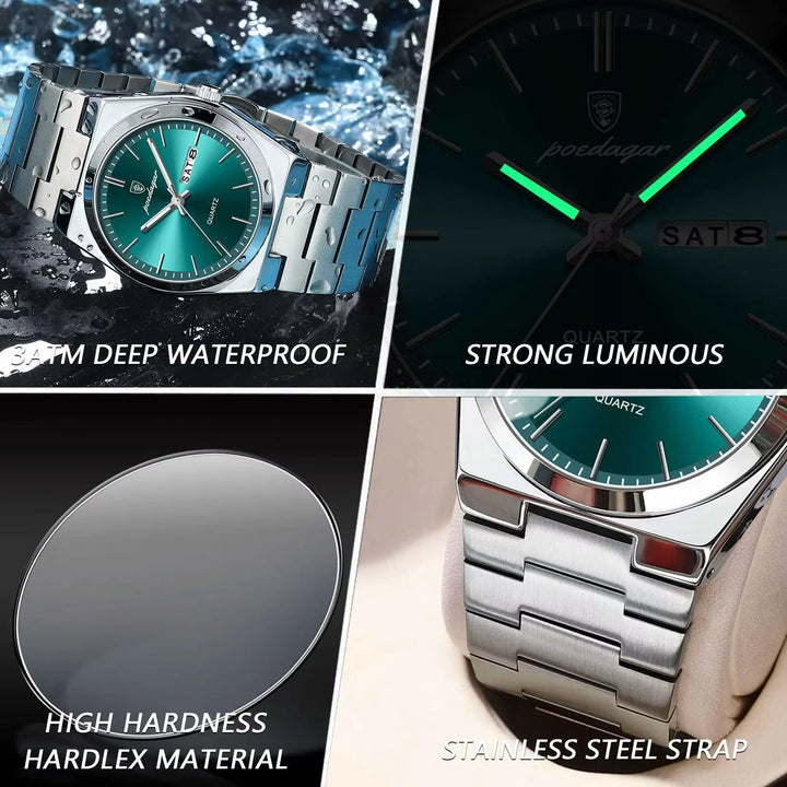 Luxury 930 Quartz Watch for Men - Waterproof Stainless Steel with Luminous Features