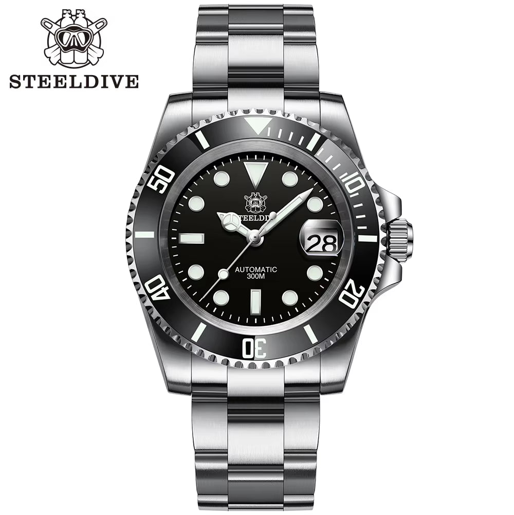 STEELDIVE SD1953 2021 Two-Tone Dial Men's Diving Watch with NH35A Automatic Movement, 30ATM Waterproof Rating, Sapphire Glass, and Ceramic Bezel