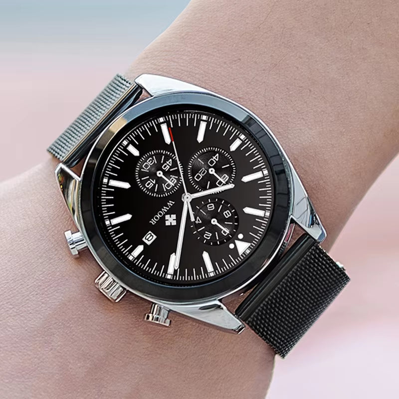 Luxury Stainless Steel Chronograph Quartz Watch for Men - Stylish Sport and Business Timepiece