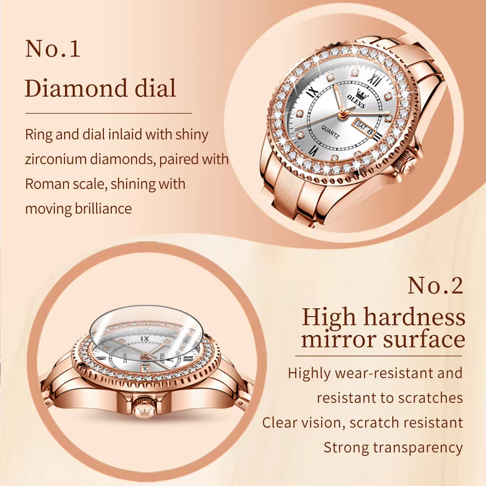 9993 Relogio Feminino Moissanite Watch Rose Gold Fashion Women Watches Classic Luxury Wristwatch Diamond Quartz Watch