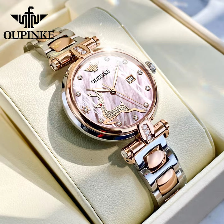 Ceramic Watch Band Sapphire Crystal Ceramic Fawn Design Ladies Mechanical Women Watches