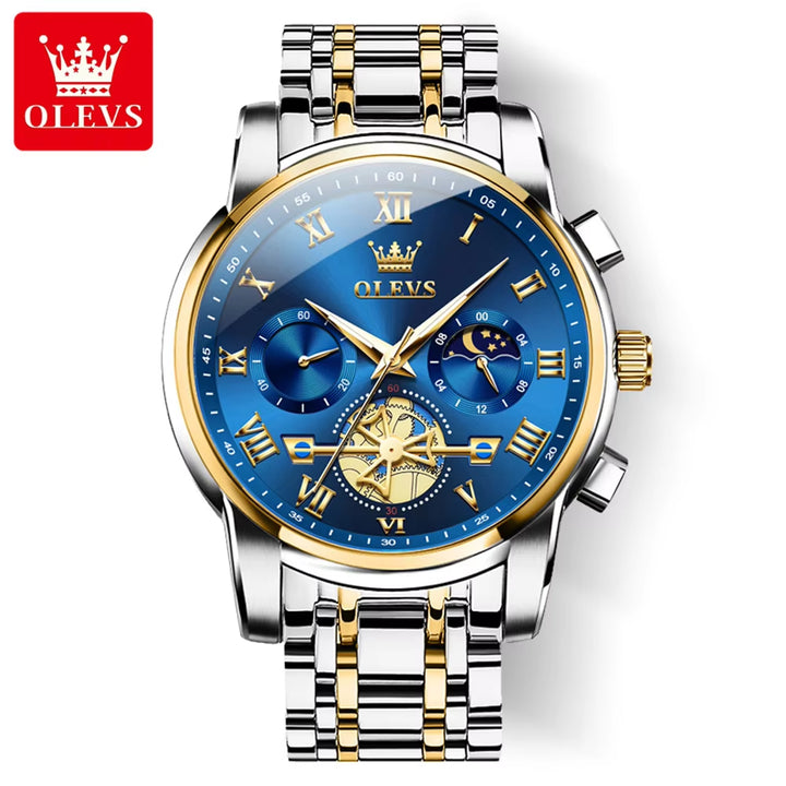 2859 Men's Luxury Ultra-Thin Blue Stainless Steel Quartz Watch with Date Function