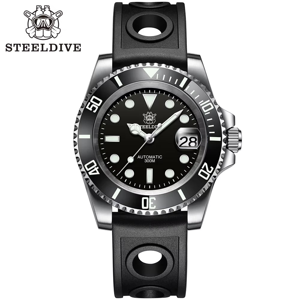 STEELDIVE SD1953 2021 Two-Tone Dial Men's Diving Watch with NH35A Automatic Movement, 30ATM Waterproof Rating, Sapphire Glass, and Ceramic Bezel