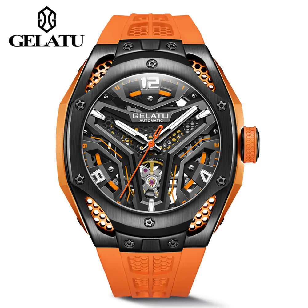 6007 Watch Full Automatic Mechanical Watch Sports Luxury Multifunctional Waterproof Men'S Wine Barrel Hollow Out Watch