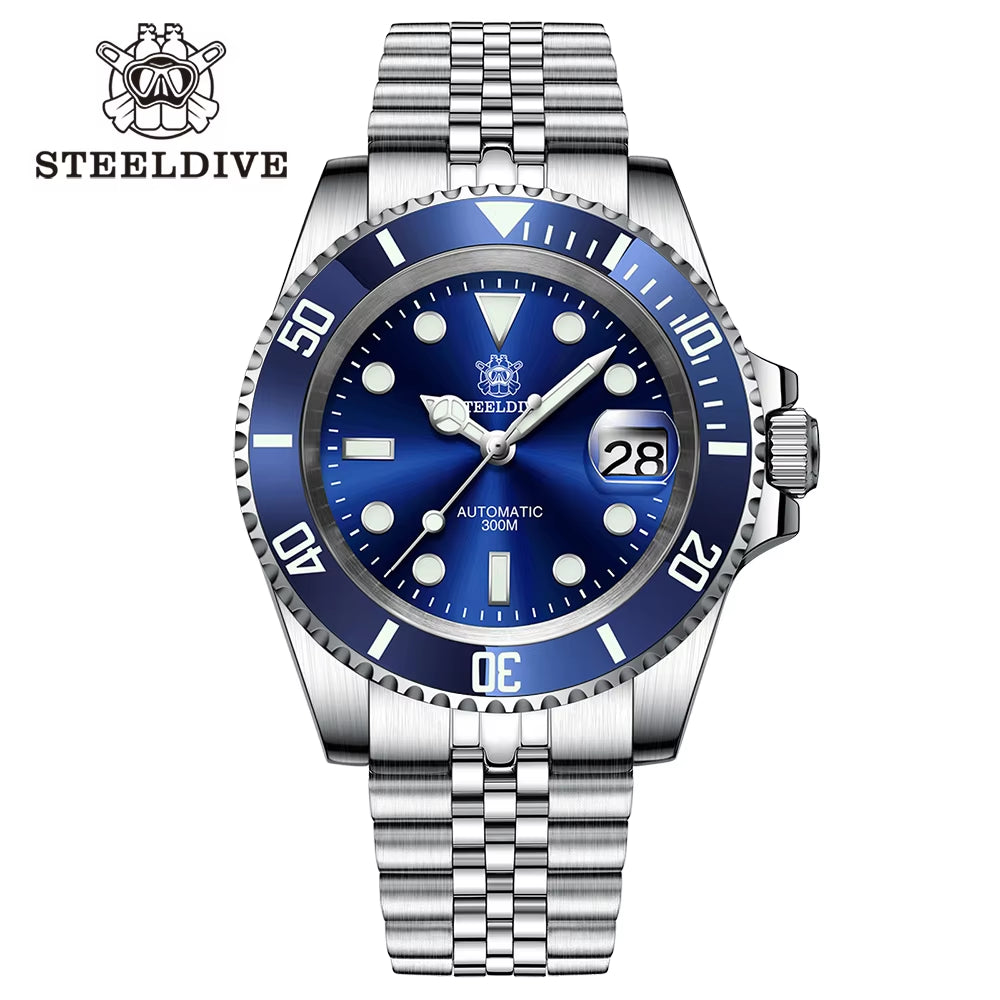 STEELDIVE SD1953 2021 Two-Tone Dial Men's Diving Watch with NH35A Automatic Movement, 30ATM Waterproof Rating, Sapphire Glass, and Ceramic Bezel