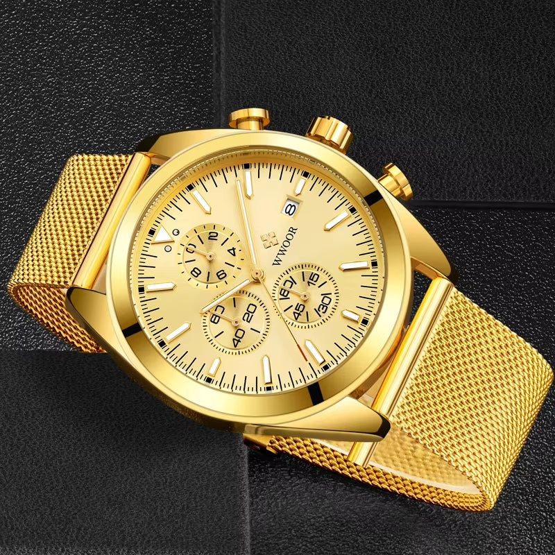 Luxury Stainless Steel Chronograph Quartz Watch for Men - Stylish Sport and Business Timepiece