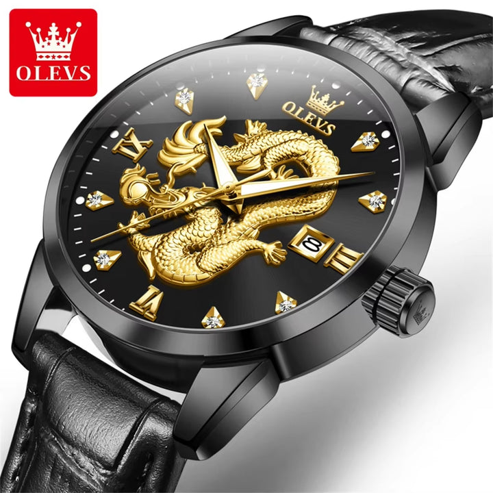 3619 OEM Reloj De Dragon Real 3D Custom Water Resistant Draken Horloge Gold Dragon Watch Men