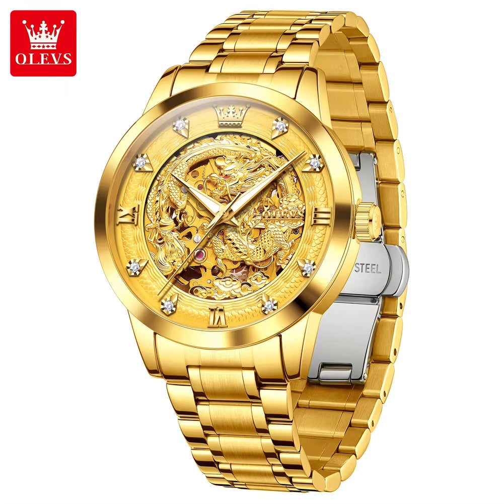 7027 OEM Men Watches Custom Brand Relojes Hombre Male Manual Mechanical Wrist Watch with Dragon Design