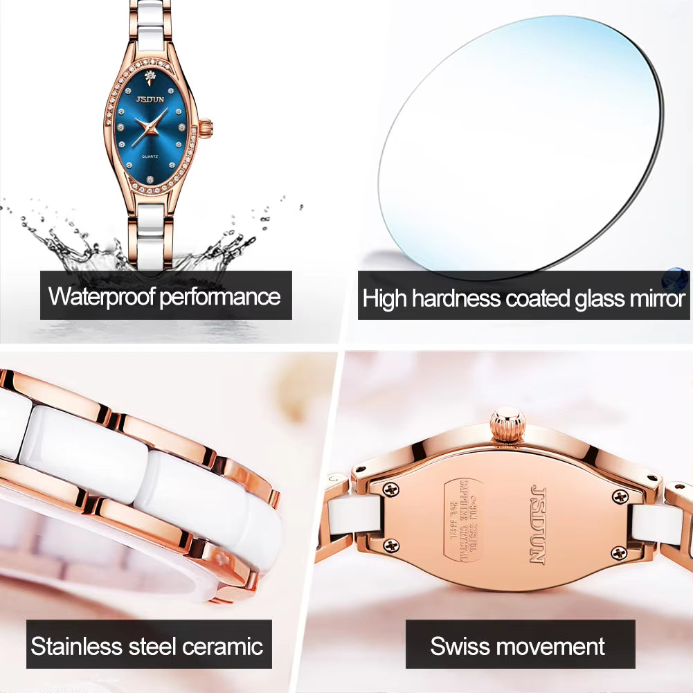 8842 Ellipse Fashion Hollow Out Wristwatches Waterproof Automatic Mechanical Watches Oval Women Wrist