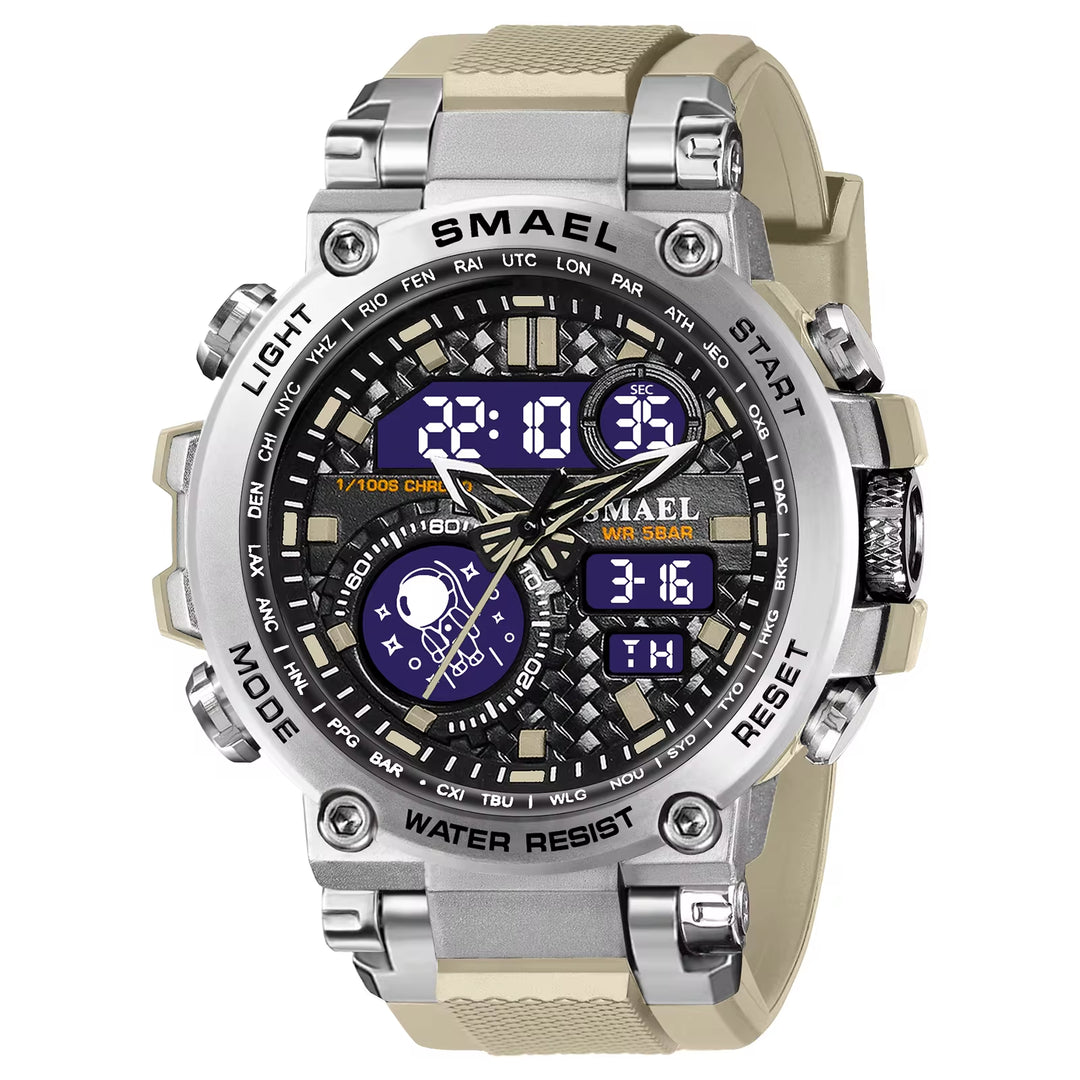 Men's 8093 Sport Watch - Waterproof 5ATM, Dual Time, Shock Resistant, Alarm Function