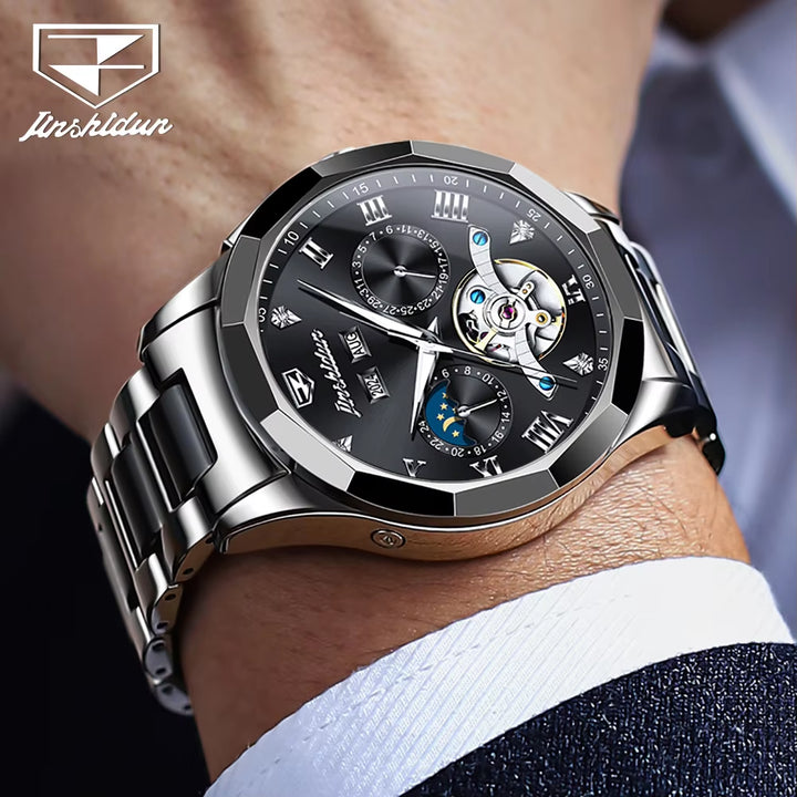 JSDUN 8949 Premium Tourbillon Automatic Mechanical Watch for Men - Luxury Stainless Steel Multifunctional Sports Timepiece