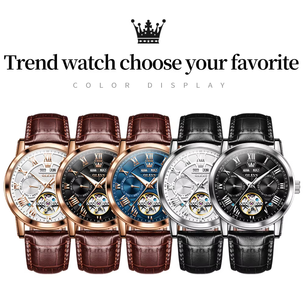 6668 Luxury Wrist Reloj Wrist Men Watch Waterproof Sport Leather Automatic Mens Mechanical Watches for Men