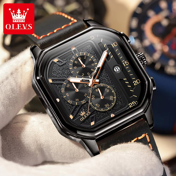 9950 Custom Logo Square Quartz Watch for Men - Casual Skeleton Design