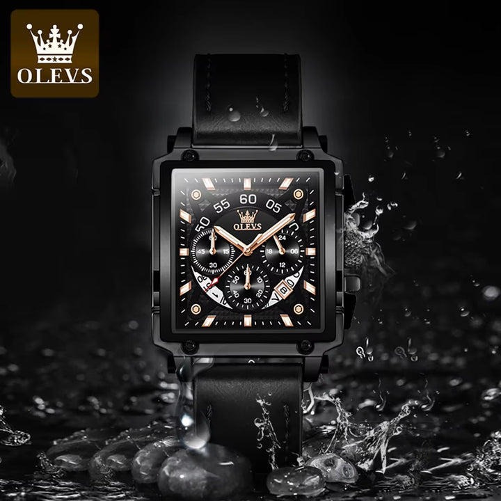 Olevs 9919 Luxury Quartz Wristwatch for Men with Custom Logo and High-Quality Leather Straps