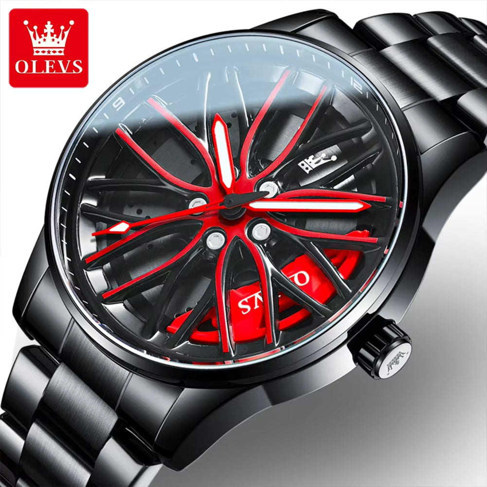 9937 Wholesale Band Unique Creative Quartz Branded Blue Waterproof Car Rim Wheel Steering Watch for Man