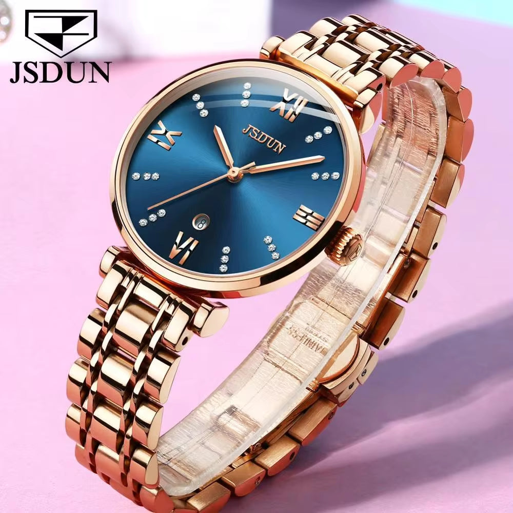 6533 Movement Diamond Automatic Fashion Steel Strap Chronograph Date Mechanical Wristwatch for Women Watch