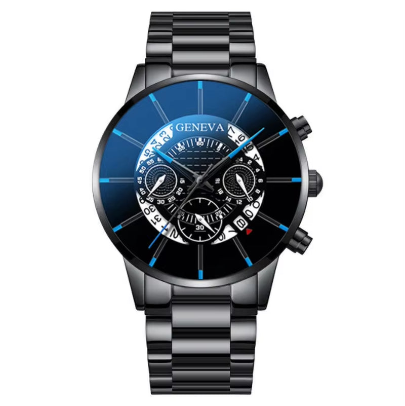 Men's Stainless Steel Quartz Watch - Casual Business Calendar Timepiece