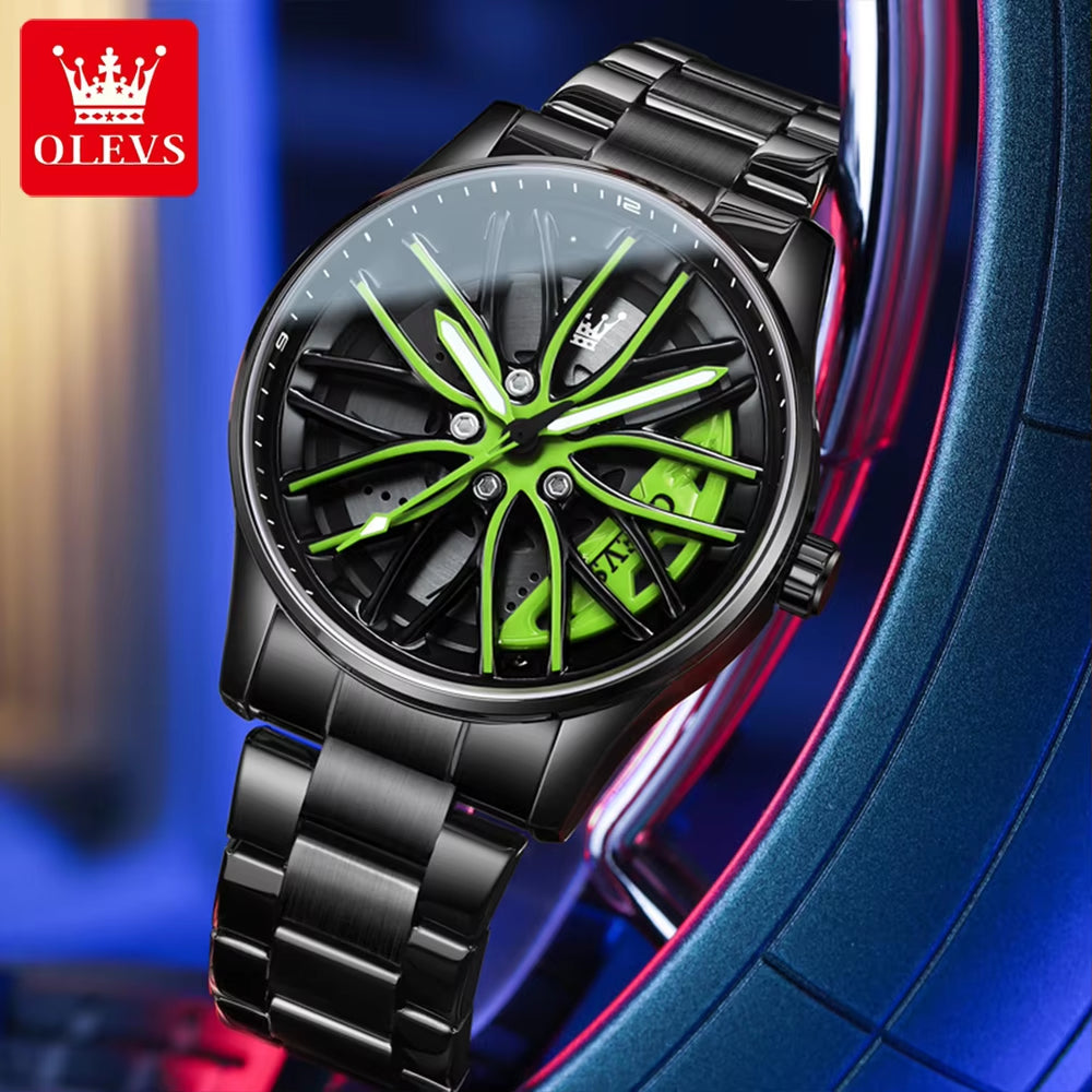 9937 Wholesale Band Unique Creative Quartz Branded Blue Waterproof Car Rim Wheel Steering Watch for Man