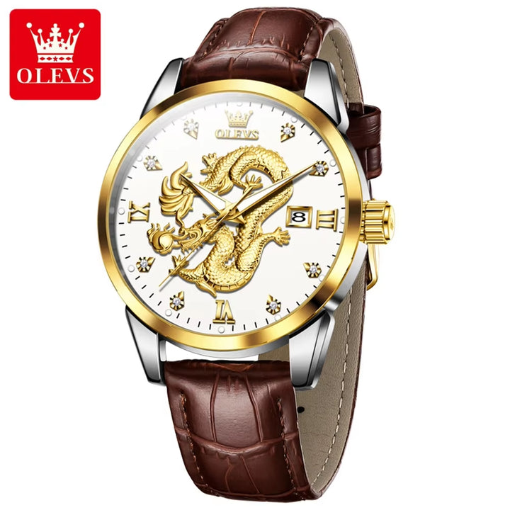 3619 OEM Reloj De Dragon Real 3D Custom Water Resistant Draken Horloge Gold Dragon Watch Men