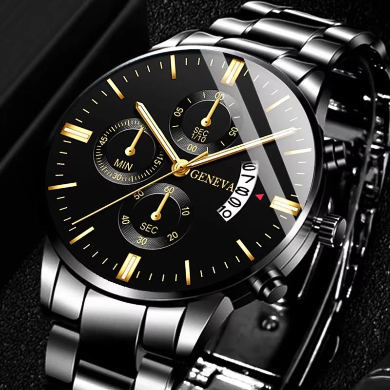 Men's Luxury Stainless Steel Quartz Watch with Calendar - Professional Business Timepiece