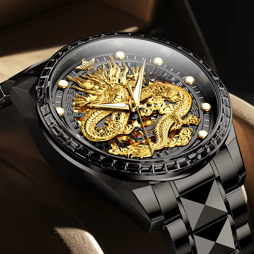 3276 Custom Skeleton Hollow Logo Luxury Stainless Steel Automatic Mechanical Watch for Men