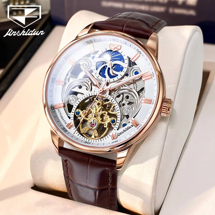 8922 Oem Custom Leather Belt Male Moon Phase Square Tourbillon Watch Men Wrist Luxury Brand Automatic Movement Watch