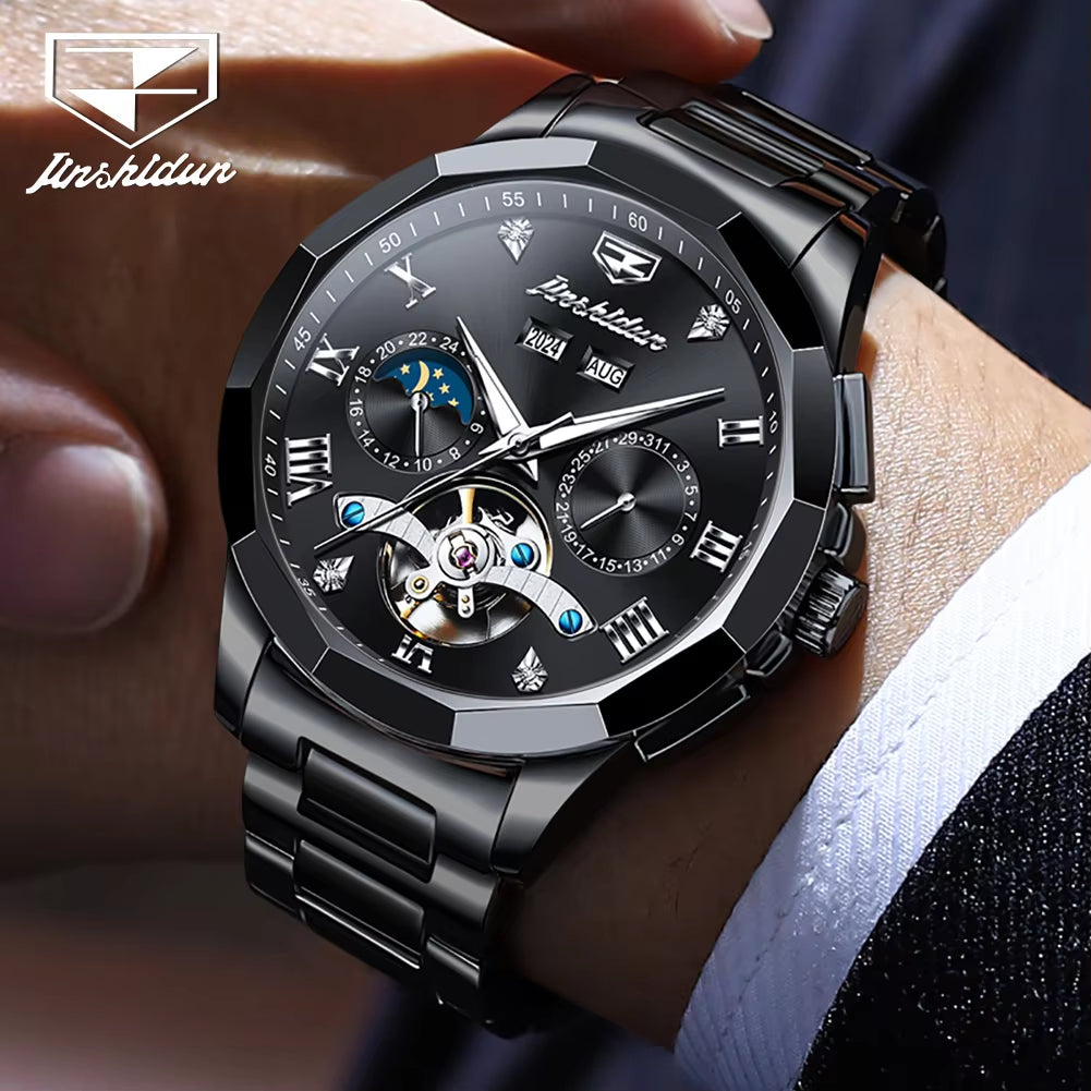 JSDUN 8949 Premium Tourbillon Automatic Mechanical Watch for Men - Luxury Stainless Steel Multifunctional Sports Timepiece